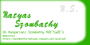 matyas szombathy business card